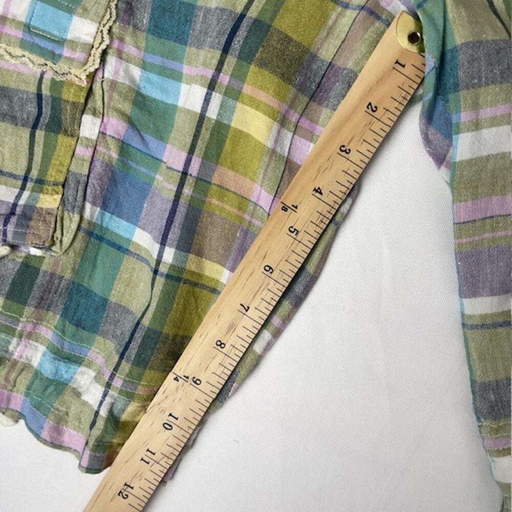 Derek Heart Plaid Cargo Bermuda Shorts Lace Trim Cottagecore Grunge Size M - Picture 5 of 10